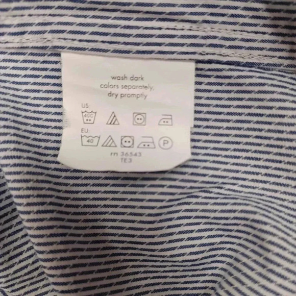 Michael Kors Big Fit White & Blue  Pinstripe Dress Shirt 19 - Picture 6 of 9